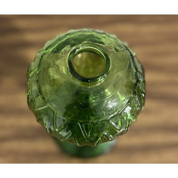 Vintage Green Glass Oil Kerosene Lamp with Panel Sides Floral Bottom 9.5" - Picture 2 of 9